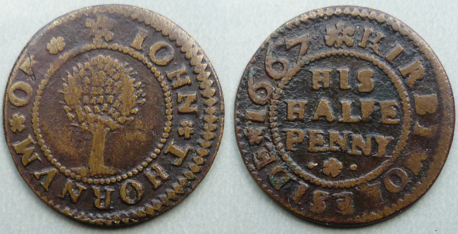 Kirkby Moorside, John Thornum 1667 halfpenny